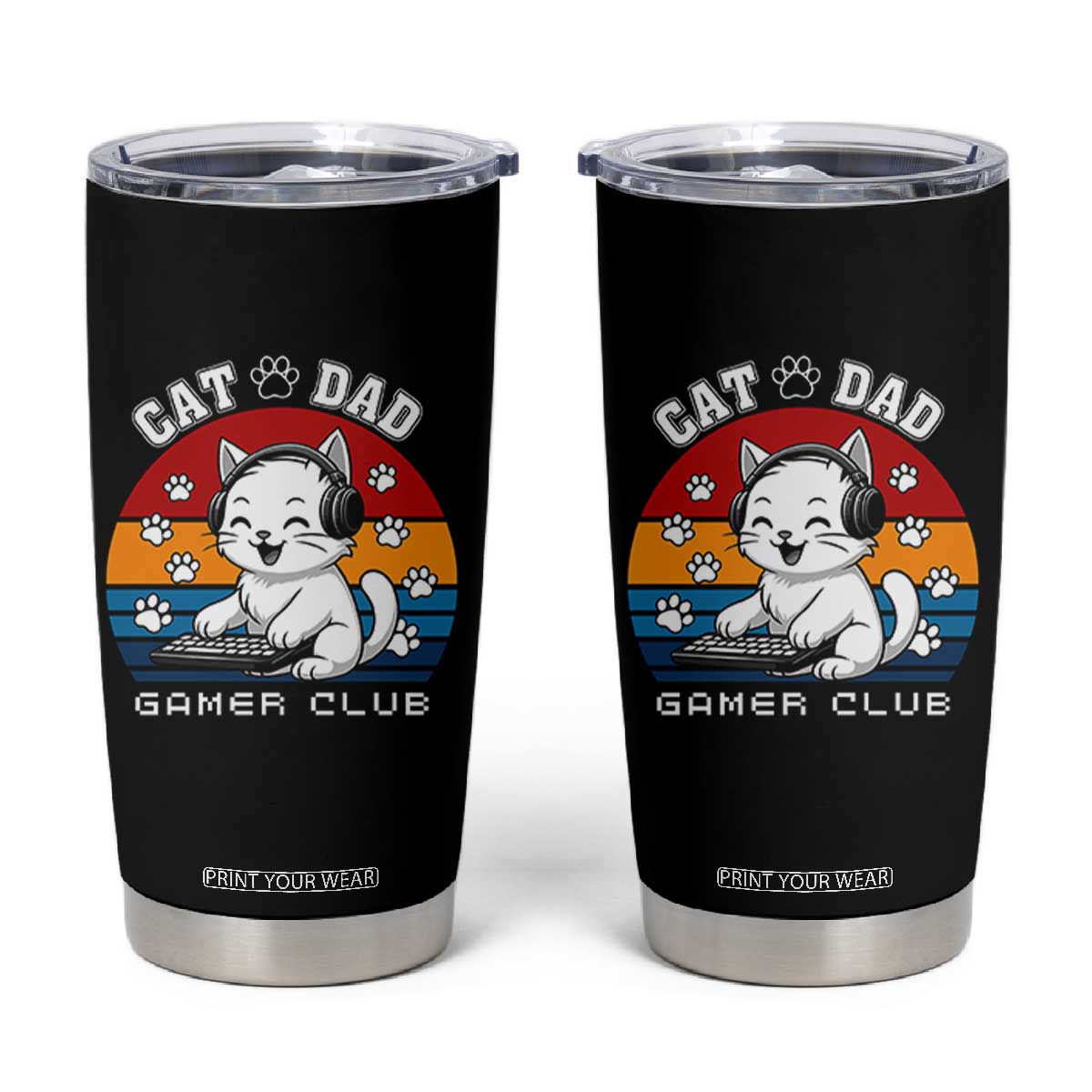 Funny Cat Dad Gamer Club Tumbler Cup Gamer Cat Lover Gift TS12 Black Print Your Wear
