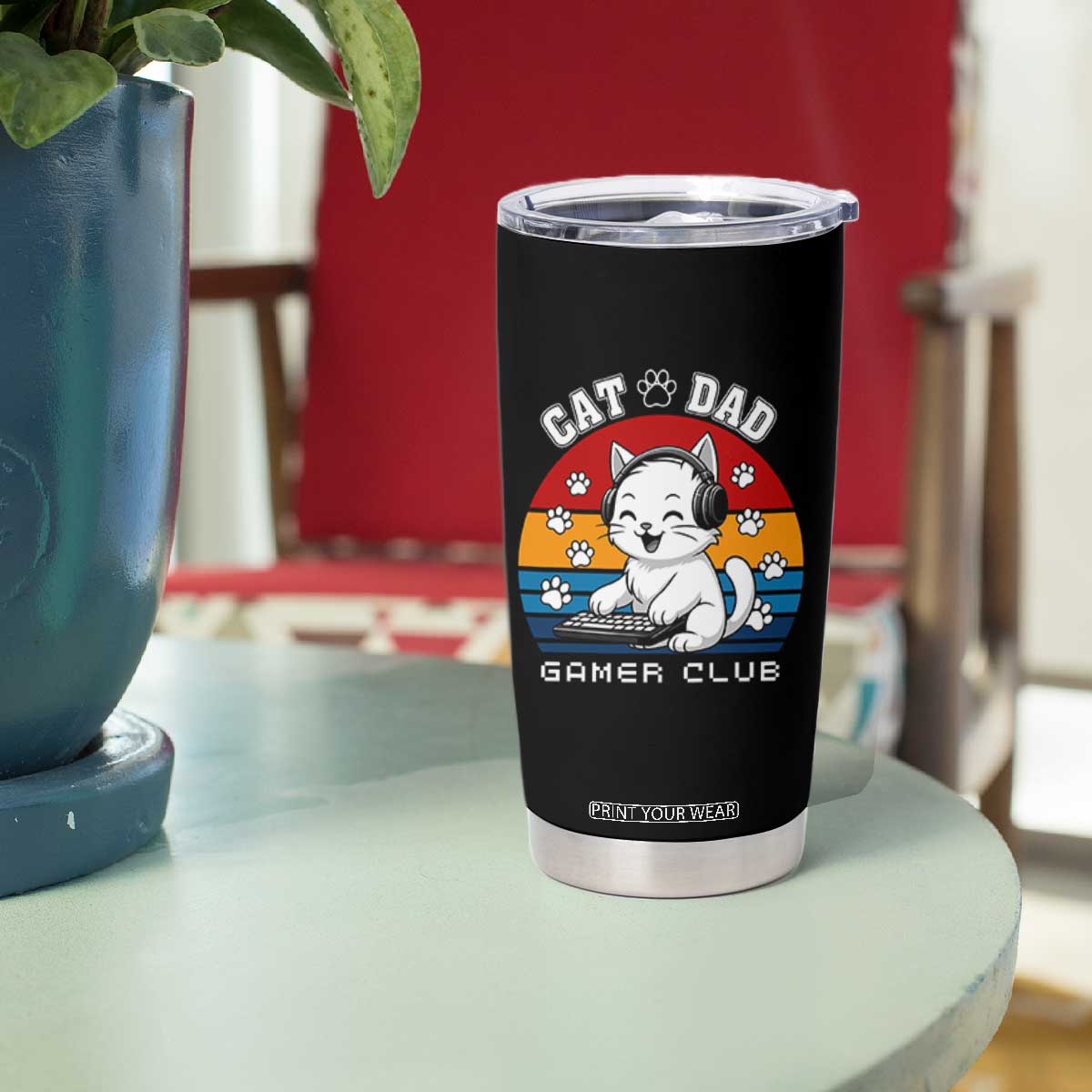 Funny Cat Dad Gamer Club Tumbler Cup Gamer Cat Lover Gift TS12 Print Your Wear