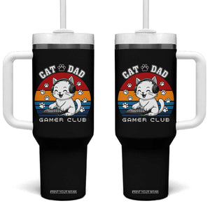Funny Cat Dad Gamer Club Tumbler With Handle Gamer Cat Lover Gift TS12 One Size: 40 oz Black Print Your Wear