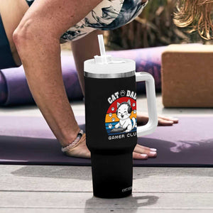 Funny Cat Dad Gamer Club Tumbler With Handle Gamer Cat Lover Gift TS12 Print Your Wear