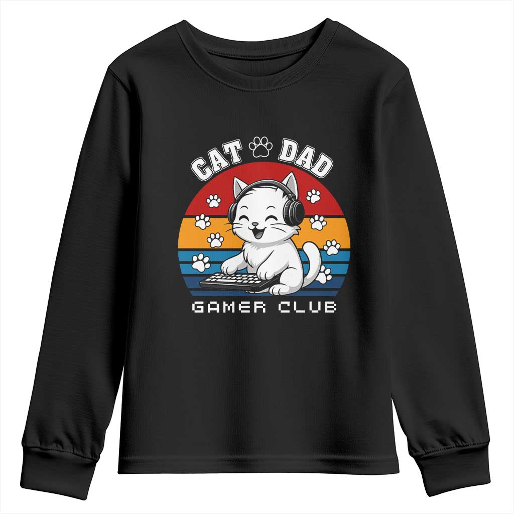 Funny Cat Dad Gamer Club Youth Sweatshirt Gamer Cat Lover Gift TS12 Black Print Your Wear