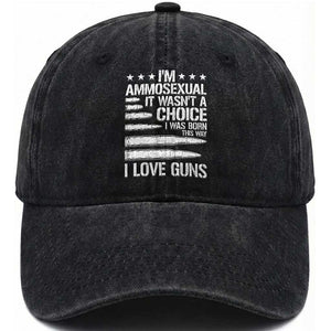 Funny Im Ammosexual Washed Cotton Baseball Cap American Freedom Second Amendment TS12 Print Your Wear