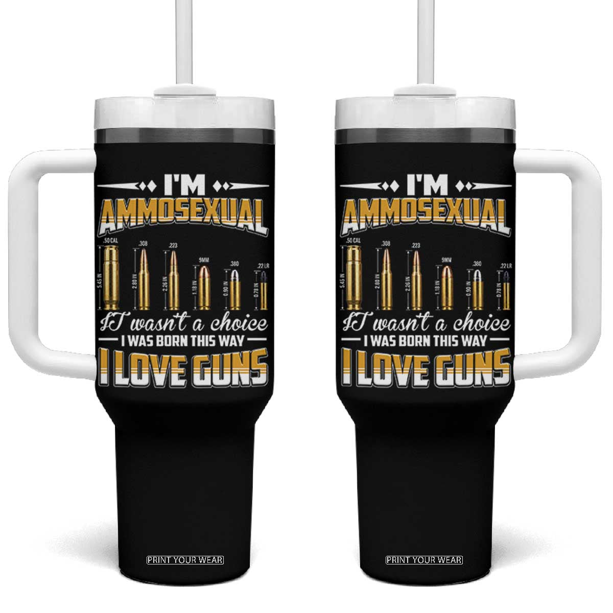 Funny Im Ammosexual Tumbler With Handle Second Amendment Patriotic Freedom Graphic