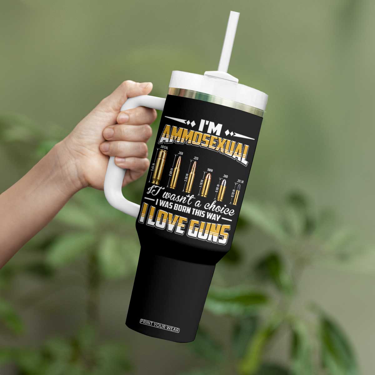 Funny Im Ammosexual Tumbler With Handle Second Amendment Patriotic Freedom Graphic
