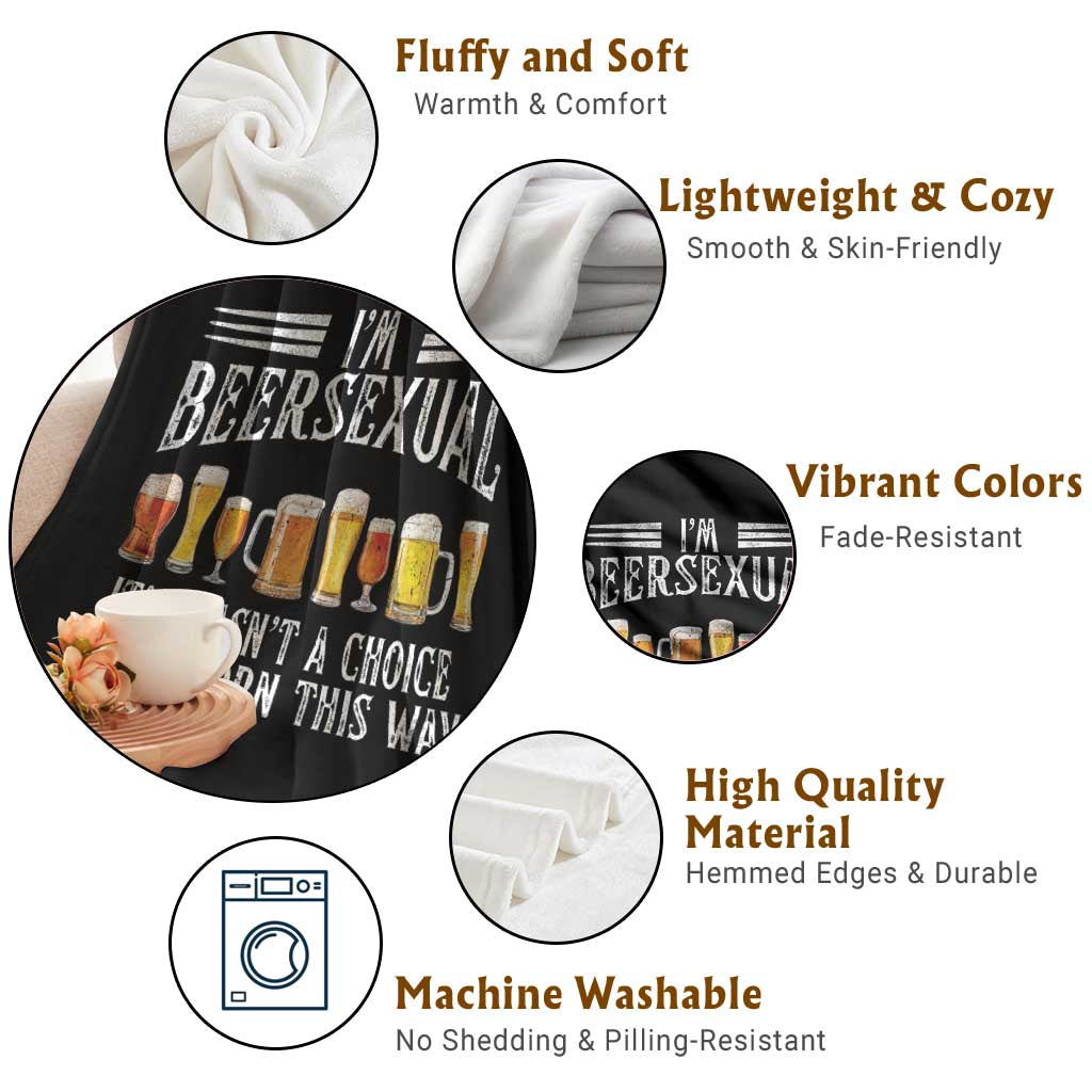 Funny Im Beersexual Throw Blanket Born This Way Beer Lover Graphic