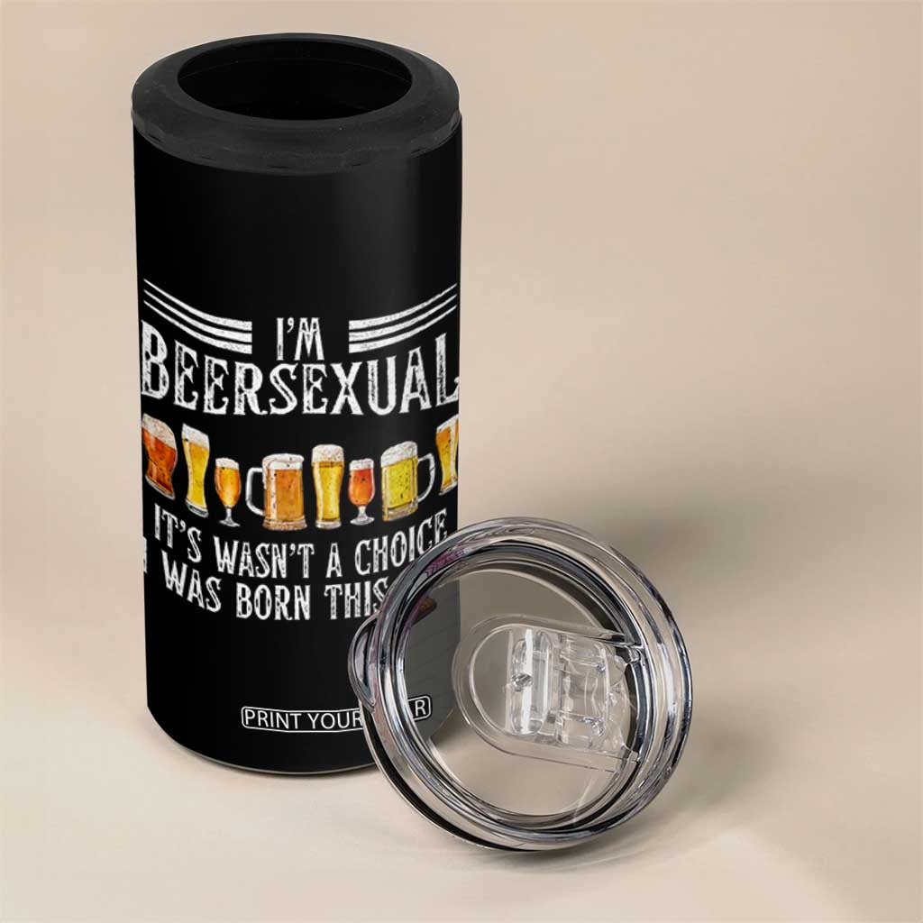 Funny Im Beersexual 4 in 1 Can Cooler Tumbler Born This Way Beer Lover Graphic