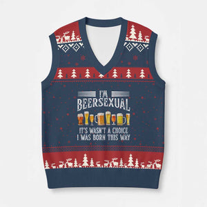 Funny Im Beersexual V-Neck Knit Sweater Vest Born This Way Beer Lover Graphic