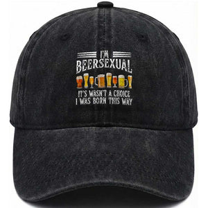 Funny Im Beersexual Washed Cotton Baseball Cap Born This Way Beer Lover Graphic TS12 Print Your Wear