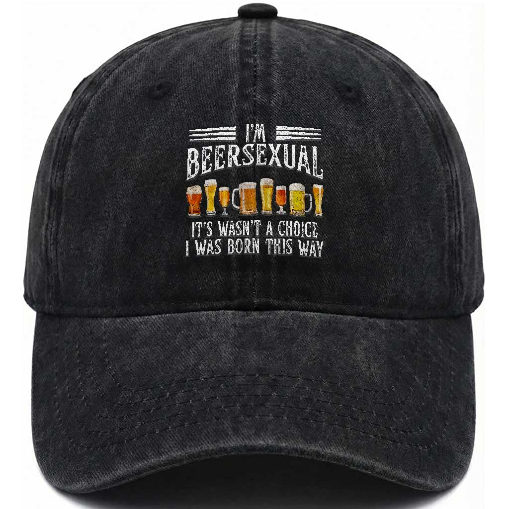 Funny Im Beersexual Washed Cotton Baseball Cap Born This Way Beer Lover Graphic TS12 Print Your Wear