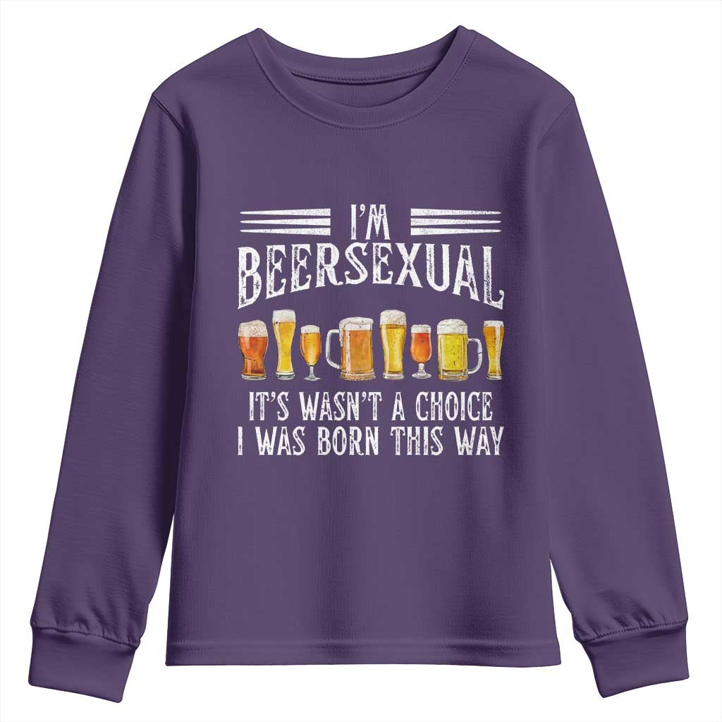 Funny Im Beersexual Youth Sweatshirt Born This Way Beer Lover Graphic
