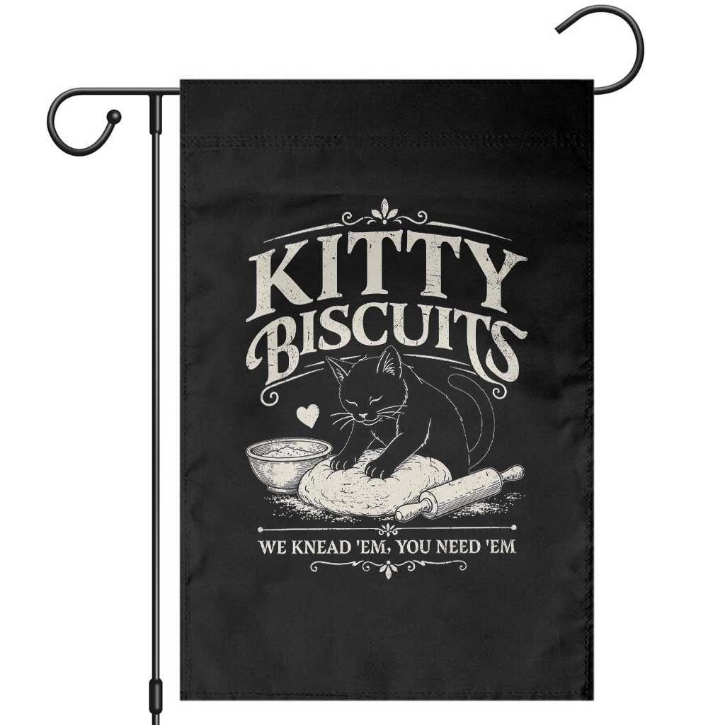 Kitty Biscuits We Knead Em You Need Em Garden Flag Funny Black Cat Making Biscuits Baking TS12 Black Print Your Wear