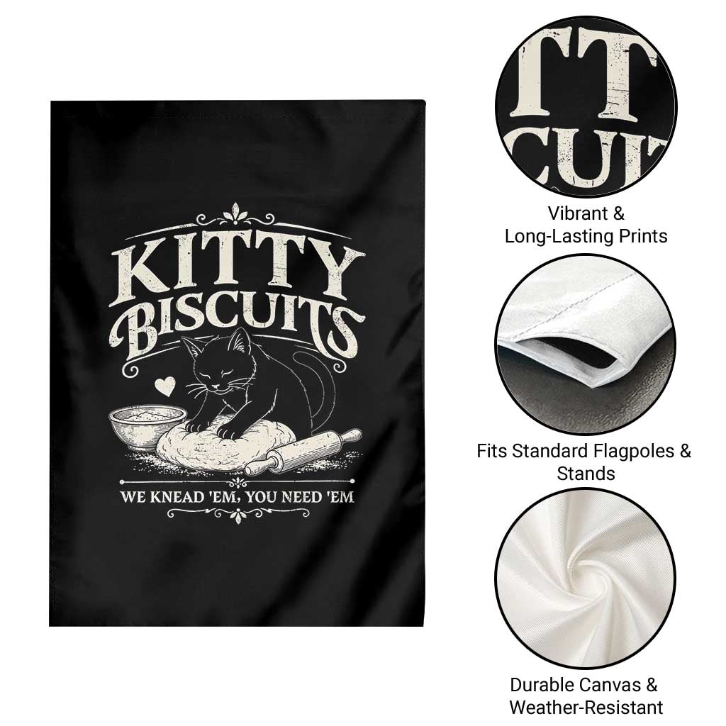 Kitty Biscuits We Knead Em You Need Em Garden Flag Funny Black Cat Making Biscuits Baking