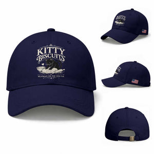 Kitty Biscuits We Knead Em You Need Em Baseball Cap Funny Black Cat Making Biscuits Baking TS12 Baseball Cap Universal Fit Dark Blue Print Your Wear