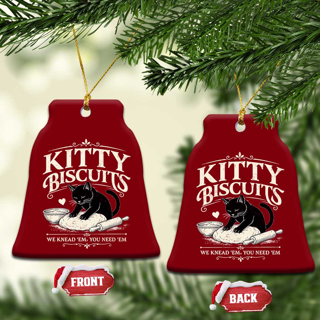 Kitty Biscuits We Knead Em You Need Em Ceramic Ornament Funny Black Cat Making Biscuits Baking