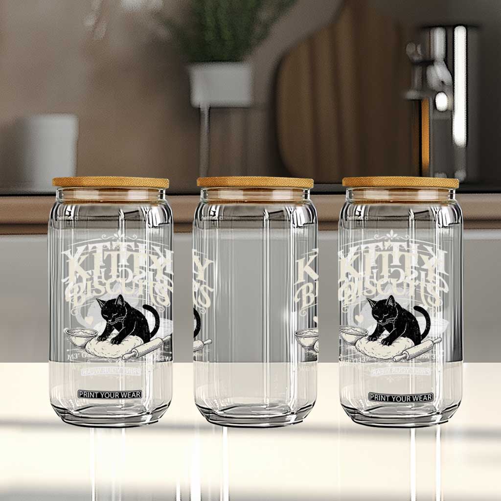 Kitty Biscuits We Knead Em You Need Em Glass Can Funny Black Cat Making Biscuits Baking
