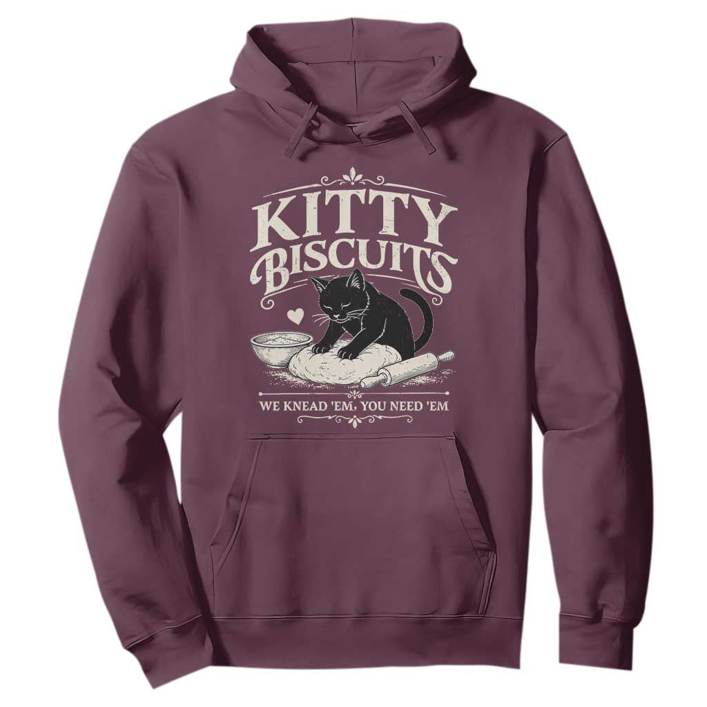 Kitty Biscuits We Knead Em You Need Em Hoodie Funny Black Cat Making Biscuits Baking