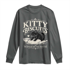 Kitty Biscuits We Knead Em You Need Em Long Sleeve Shirt Funny Black Cat Making Biscuits Baking