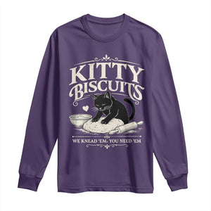 Kitty Biscuits We Knead Em You Need Em Long Sleeve Shirt Funny Black Cat Making Biscuits Baking