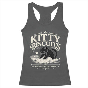 Kitty Biscuits We Knead Em You Need Em Racerback Tank Top Funny Black Cat Making Biscuits Baking