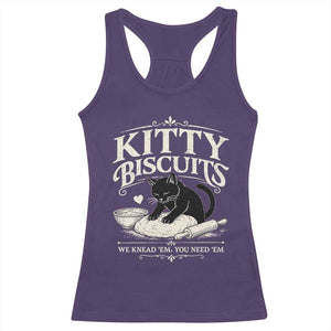 Kitty Biscuits We Knead Em You Need Em Racerback Tank Top Funny Black Cat Making Biscuits Baking
