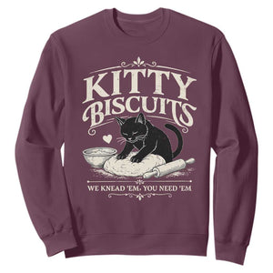 Kitty Biscuits We Knead Em You Need Em Sweatshirt Funny Black Cat Making Biscuits Baking