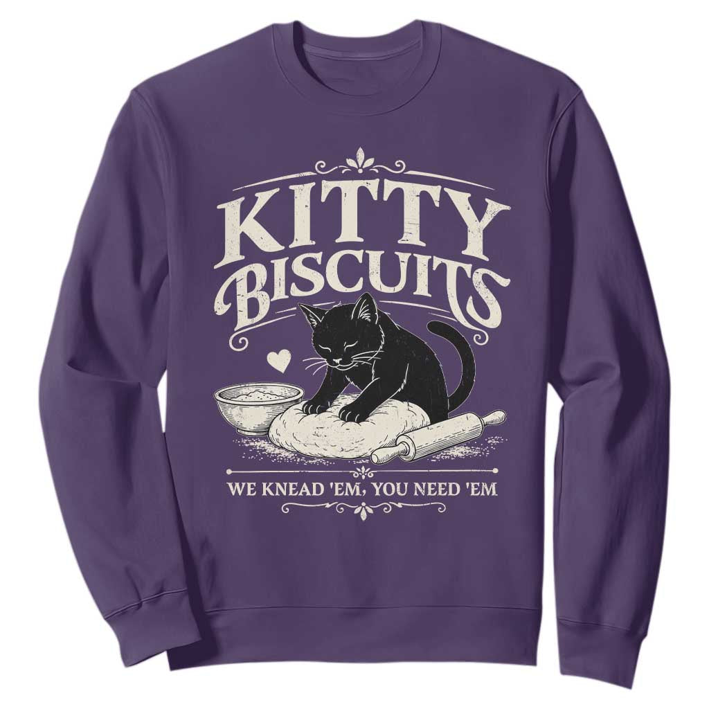 Kitty Biscuits We Knead Em You Need Em Sweatshirt Funny Black Cat Making Biscuits Baking