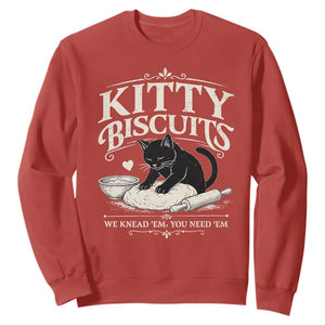 Kitty Biscuits We Knead Em You Need Em Sweatshirt Funny Black Cat Making Biscuits Baking