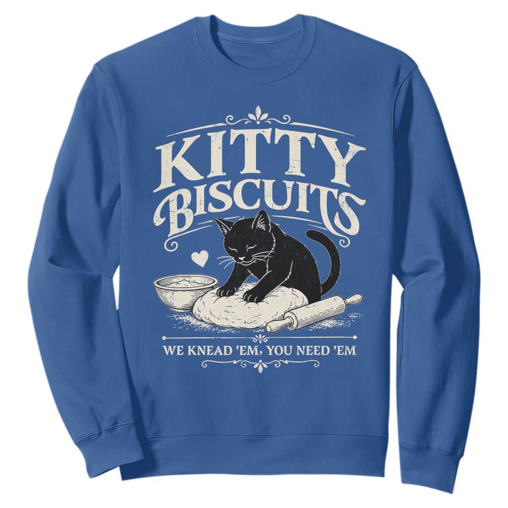 Kitty Biscuits We Knead Em You Need Em Sweatshirt Funny Black Cat Making Biscuits Baking