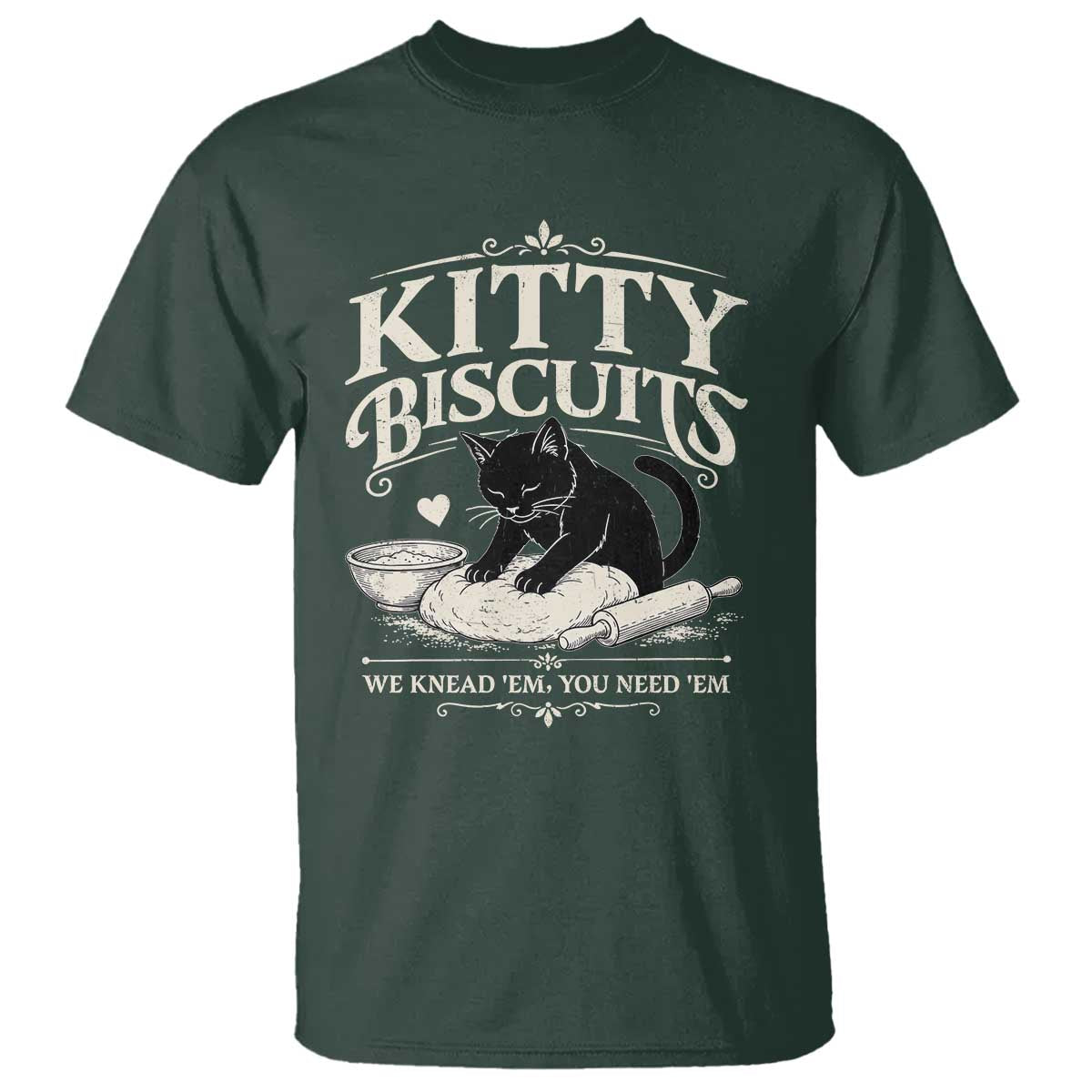 Kitty Biscuits We Knead Em You Need Em T Shirt Funny Black Cat Making Biscuits Baking