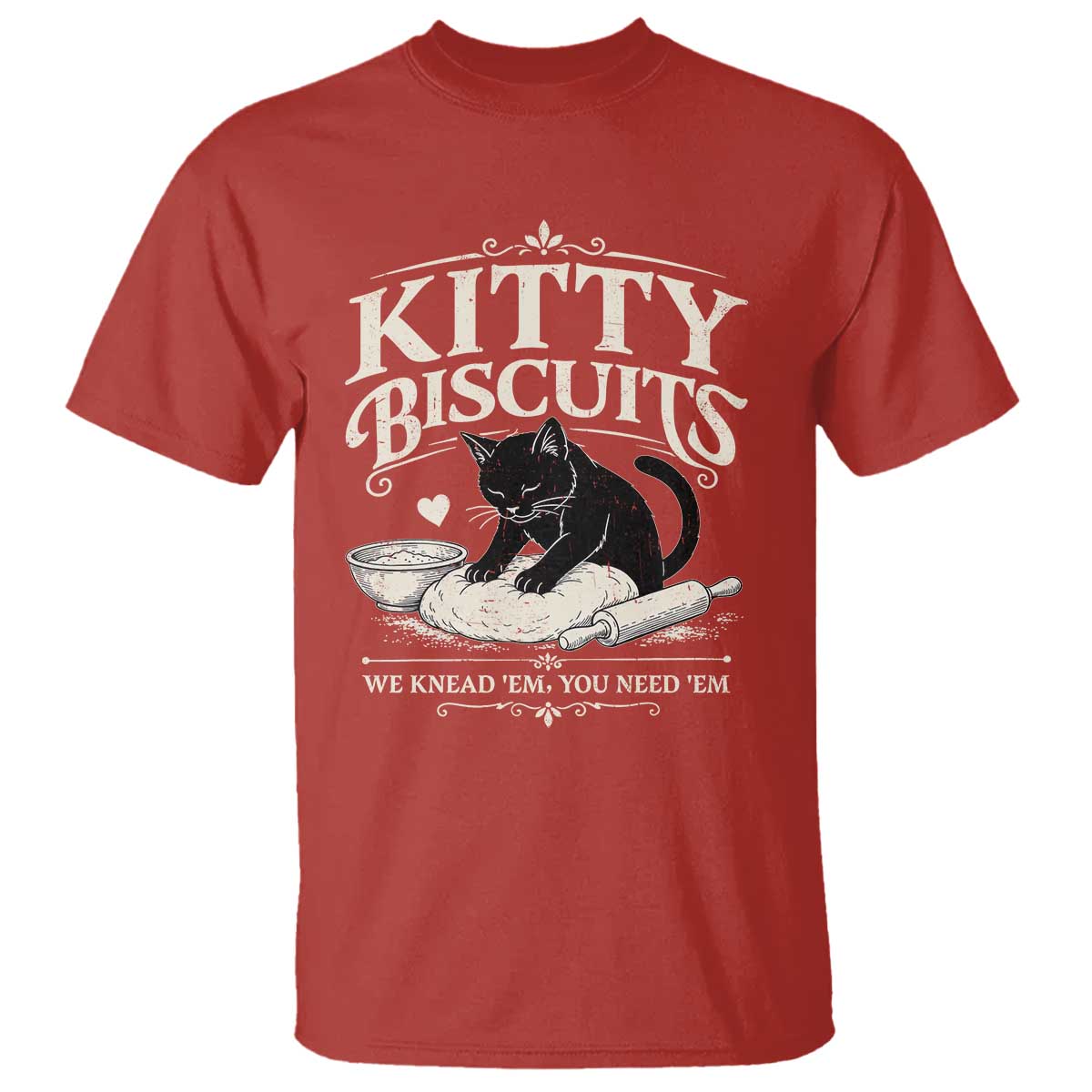 Kitty Biscuits We Knead Em You Need Em T Shirt Funny Black Cat Making Biscuits Baking