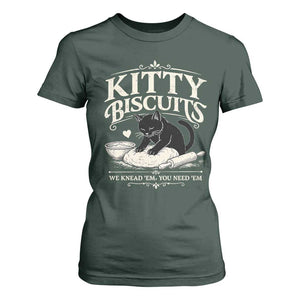 Kitty Biscuits We Knead Em You Need Em T Shirt For Women Funny Black Cat Making Biscuits Baking