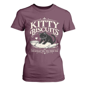 Kitty Biscuits We Knead Em You Need Em T Shirt For Women Funny Black Cat Making Biscuits Baking