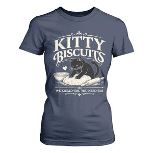 Kitty Biscuits We Knead Em You Need Em T Shirt For Women Funny Black Cat Making Biscuits Baking