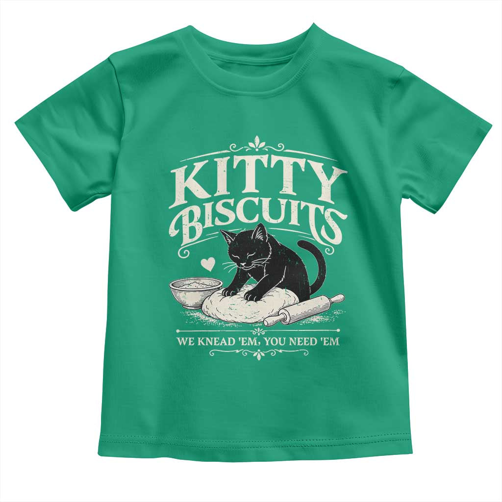 Kitty Biscuits We Knead Em You Need Em Toddler T Shirt Funny Black Cat Making Biscuits Baking TS12 Irish Green Print Your Wear
