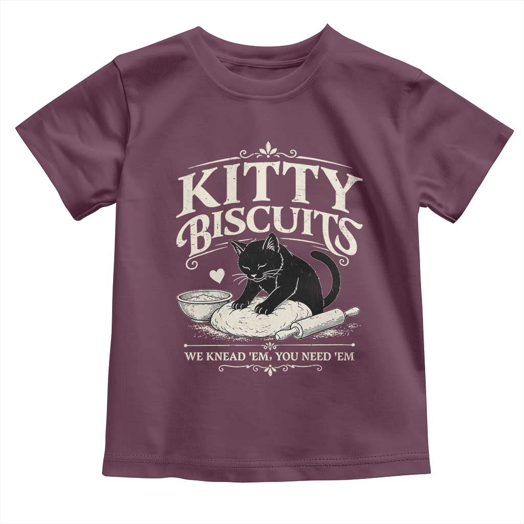 Kitty Biscuits We Knead Em You Need Em Toddler T Shirt Funny Black Cat Making Biscuits Baking TS12 Maroon Print Your Wear