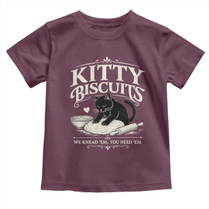 Kitty Biscuits We Knead Em You Need Em Toddler T Shirt Funny Black Cat Making Biscuits Baking TS12 Maroon Print Your Wear