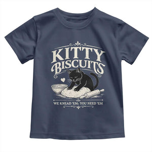 Kitty Biscuits We Knead Em You Need Em Toddler T Shirt Funny Black Cat Making Biscuits Baking TS12 Navy Print Your Wear