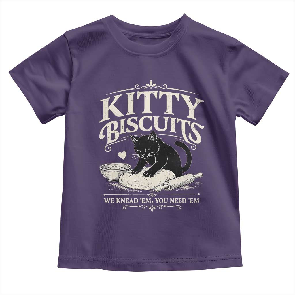 Kitty Biscuits We Knead Em You Need Em Toddler T Shirt Funny Black Cat Making Biscuits Baking TS12 Purple Print Your Wear