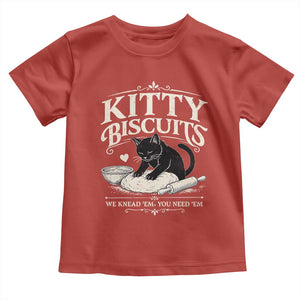 Kitty Biscuits We Knead Em You Need Em Toddler T Shirt Funny Black Cat Making Biscuits Baking TS12 Red Print Your Wear