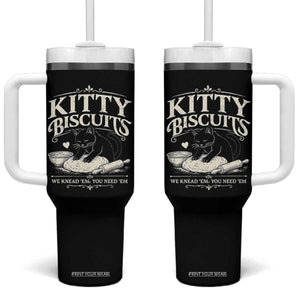 Kitty Biscuits We Knead Em You Need Em Tumbler With Handle Funny Black Cat Making Biscuits Baking