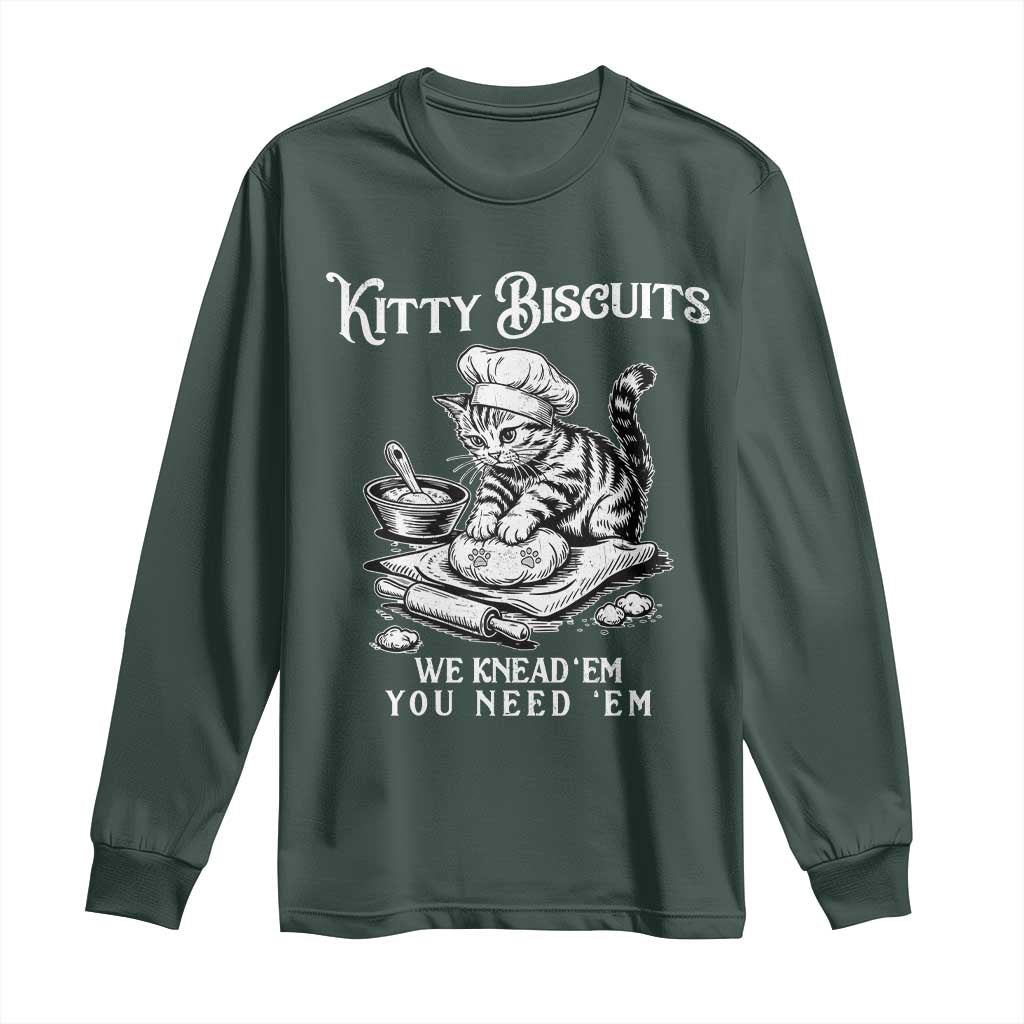 Funny Kitty Biscuits Bakery Long Sleeve Shirt We Knead Em You Need Em