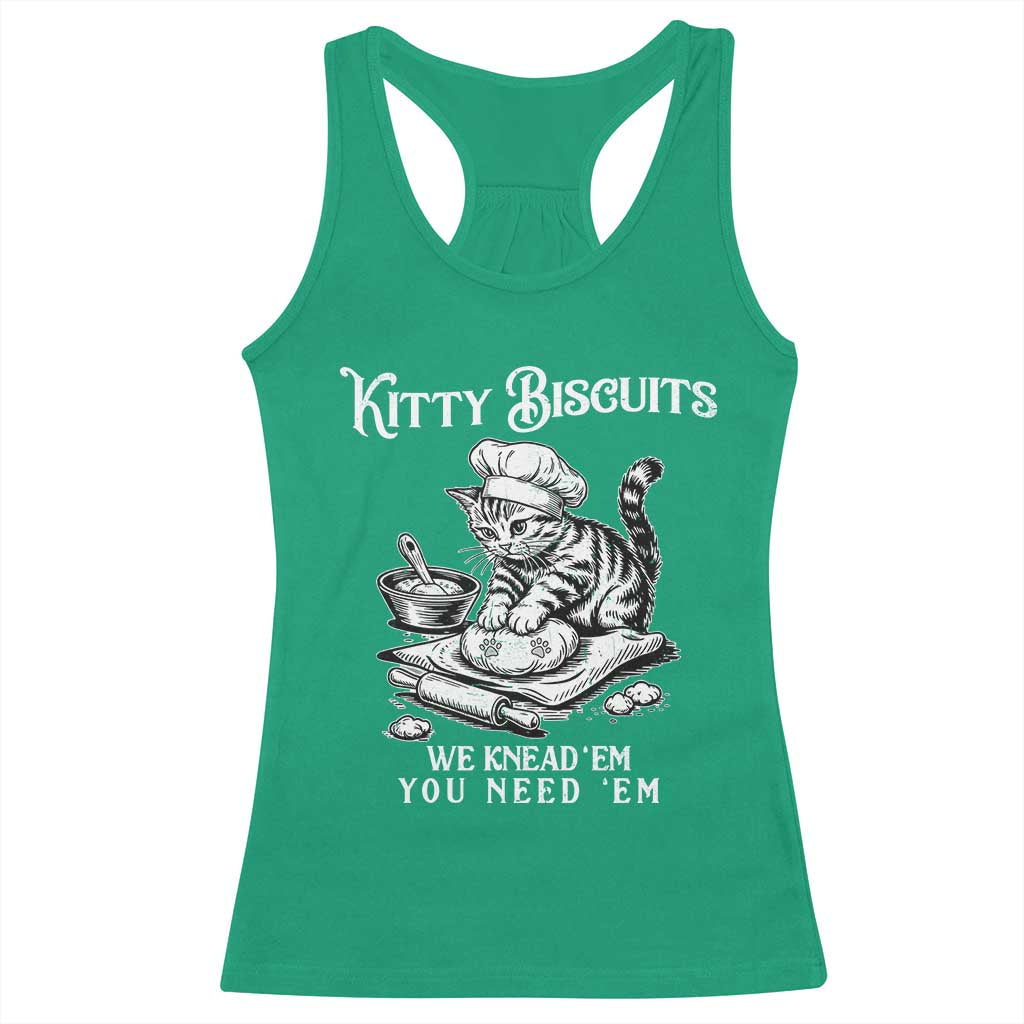 Funny Kitty Biscuits Bakery Racerback Tank Top We Knead Em You Need Em