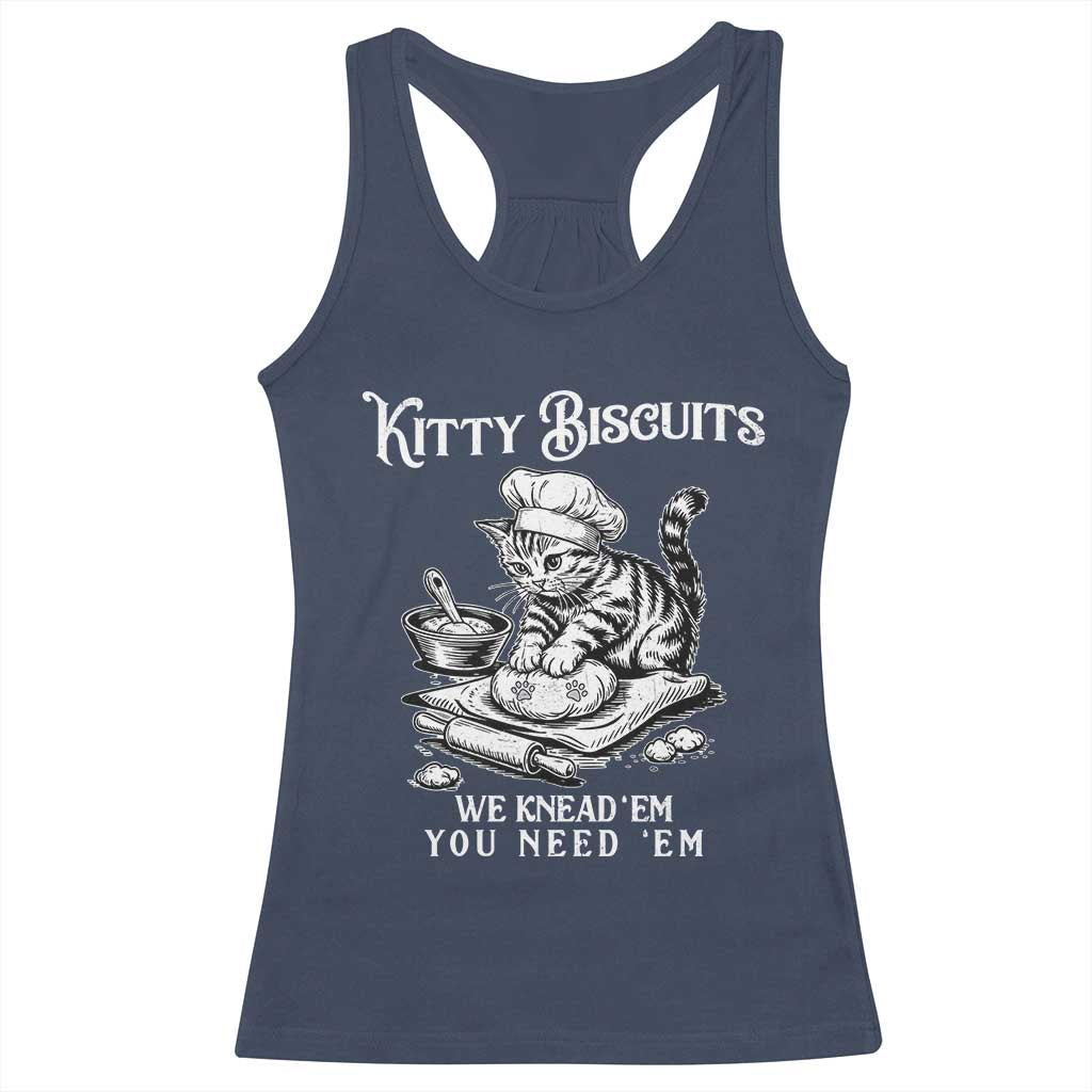 Funny Kitty Biscuits Bakery Racerback Tank Top We Knead Em You Need Em