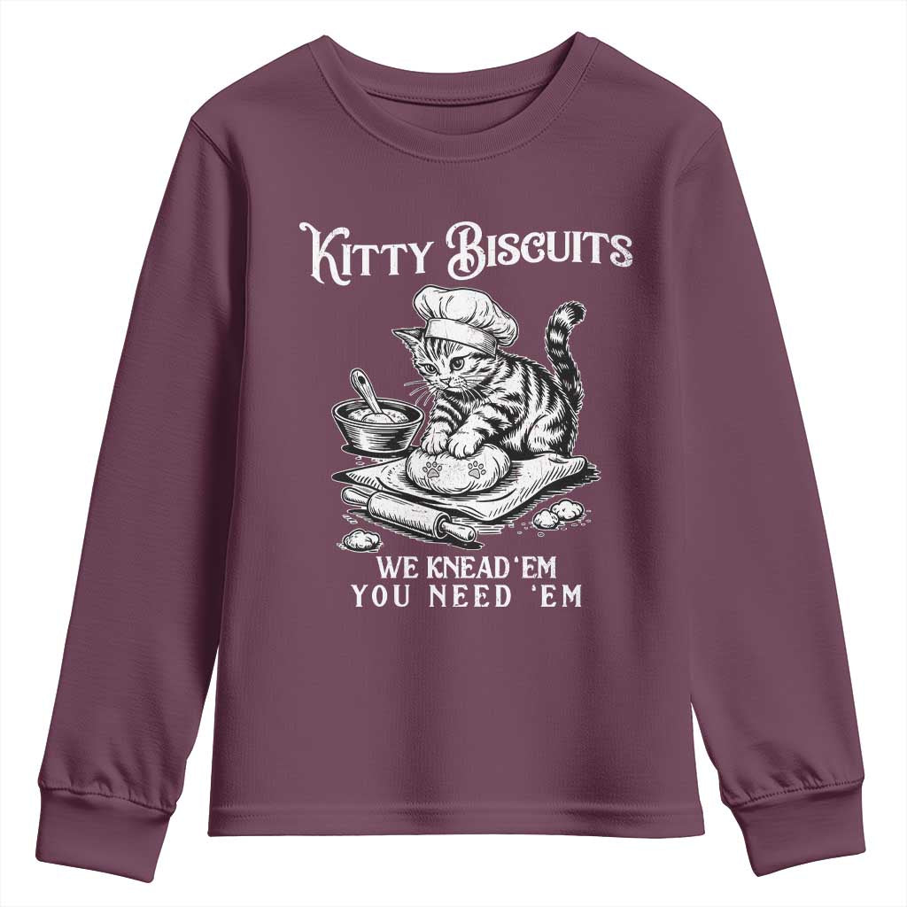 Funny Kitty Biscuits Bakery Youth Sweatshirt We Knead Em You Need Em