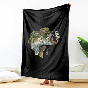 Funny Smoking Bass Fish Throw Blanket Bass Fishing Lover Graphic