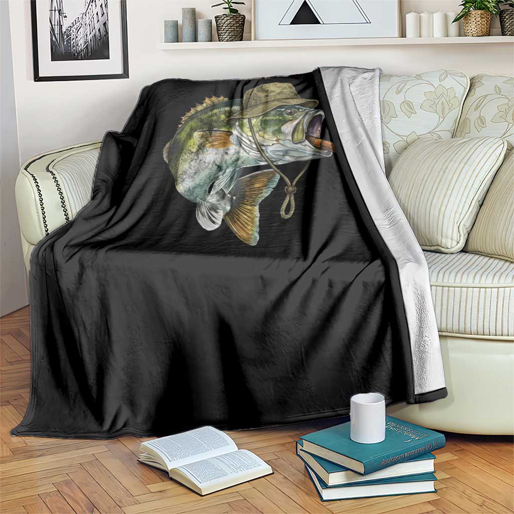 Funny Smoking Bass Fish Throw Blanket Bass Fishing Lover Graphic