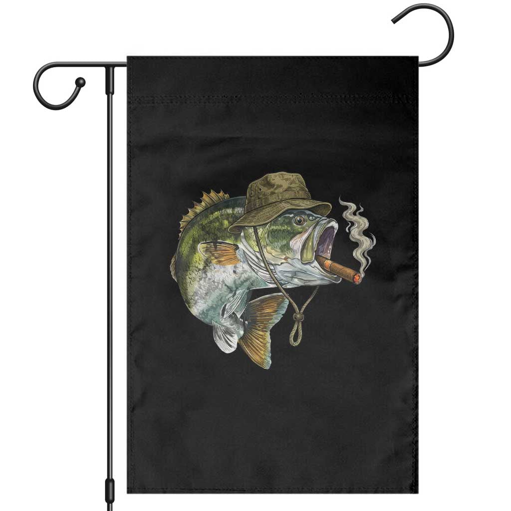 Funny Smoking Bass Fish Garden Flag Bass Fishing Lover Graphic TS12 Black Print Your Wear