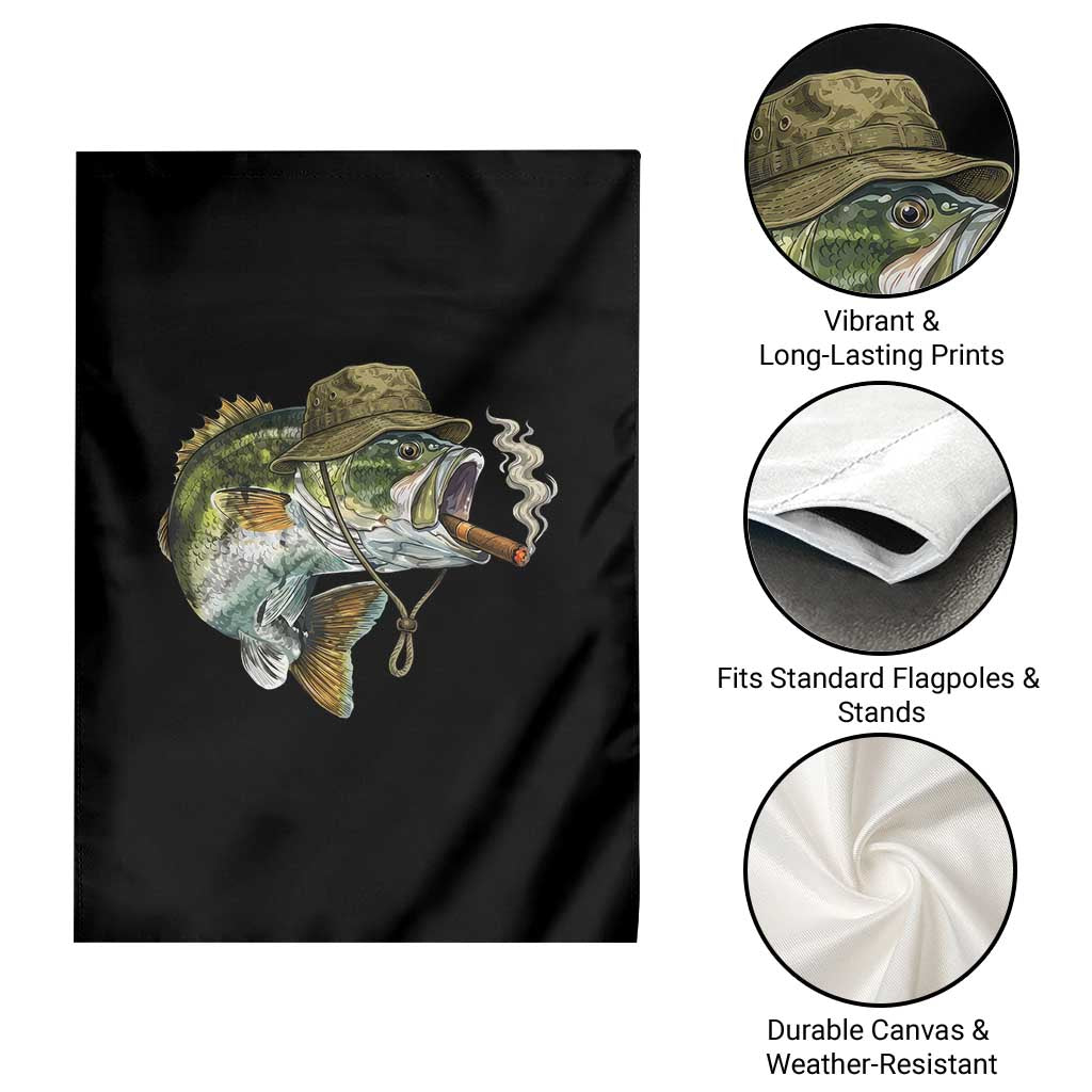 Funny Smoking Bass Fish Garden Flag Bass Fishing Lover Graphic