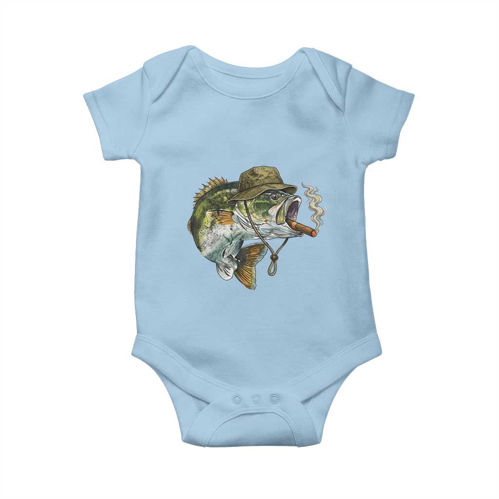 Funny Smoking Bass Fish Baby Onesie Bass Fishing Lover Graphic