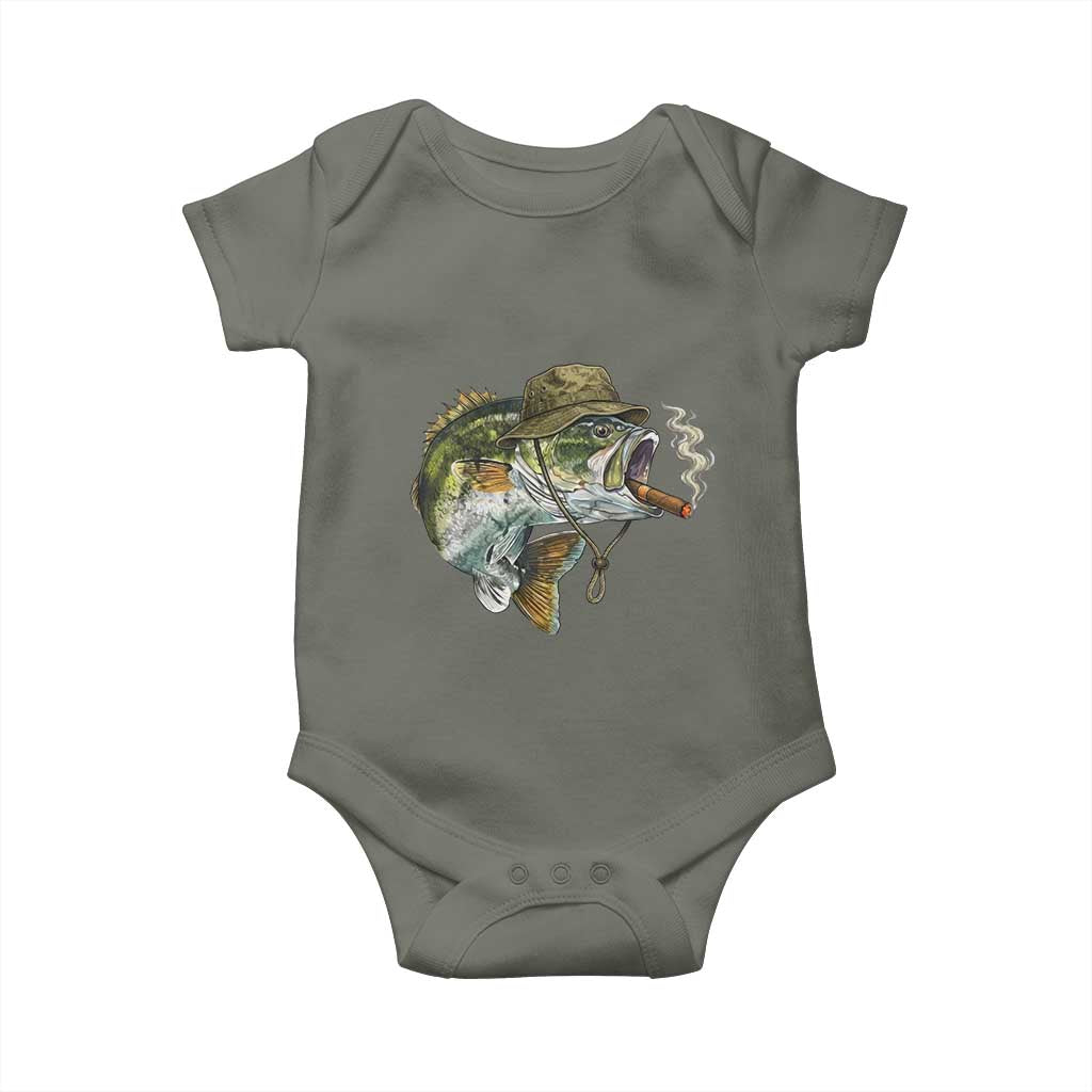 Funny Smoking Bass Fish Baby Onesie Bass Fishing Lover Graphic